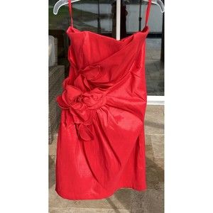 Y2K Cache XS Red Strapless Tafetta Mini Dress Prom Club Cocktail Formal Party